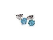 18k White Gold Over Silver 1Ct Round Zircon Cz Stud Earrings