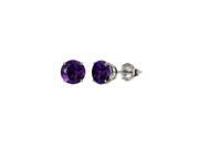 18k White Gold 1 Carat Round Amethyst Swarovski Elements Stud Earrings 18k White Gold 1 Carat Round Amethyst Swarovski Elements Stud Earrings