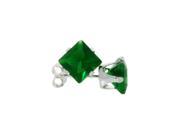 10k White Gold 1 Ct Princess Emerald Cubic Zirconia Stud Earrings