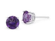 18k White Gold 2 Carat Round Amethyst Cubic Zirconia Stud Earrings 18k White Gold 2 Carat Round Amethyst Cubic Zirconia Stud Earrings