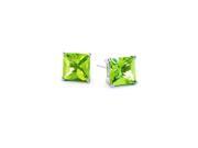 10k White Gold 1/2 Carat Princess Peridot Cubic Zirconia Stud Earrings 10k White Gold 1/2 Carat Princess Peridot Cubic Zirconia Stud Earrings