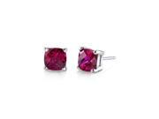 Platinum Over Sterling Silver 2 Ct Princess Ruby Stud Earrings