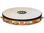 Meinl Goat Skin Wood Tambourine One Row Dual Alloy Jingles Super Natural