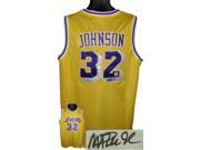 Magic Johnson signed Los Angeles Lakers Yellow Authentic Adidas Swingman Jersey