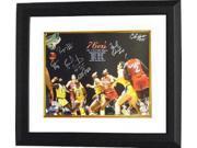 Reggie Johnson signed Philadelphia 76ers 16x20 Photo Custom Framed 1983 NBA Champions w 6 Signatures vs Lakers