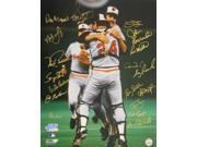 Baltimore Orioles signed 1983 World Series Champs 16x20 Photo Dempsey McGregor Celebration Hug w 18 sigs w MVP insc