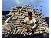 Maury Wills signed Los Angeles Dodgers 8x10 Photo 104 S.B. 62 stolen bases with pile of bases