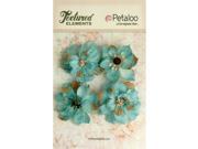 Petaloo P1200 205 Textured Elements Burlap Blossoms 4 Pkg Teal