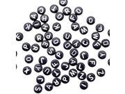 Alphabet Beads 7mm 150 Pkg Black Round W White Letters