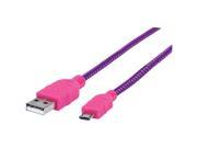 MANHATTAN 394048 Micro USB Cable 3ft; Purple Pink