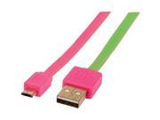 MANHATTAN 391443 Flat Micro USB Cable 3ft Pink Green