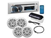 Boss Marine Single Din CD Receiver with Bluetooth Pair 6.5 speakers radio cover antenna Aux