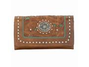 American West Lady Lace Tan Turquoise Collection Ladies Wallet