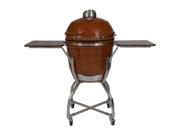 Hanover HAN191KMDCSC RT 19 In. Kamado Style Ceramic Grill with Cart Shelves and Grill Cover Rusted