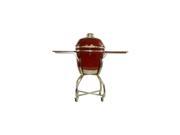Hanover HAN191KMDCSC RD 19 Inch Ceramic Kamado Grill in Red with Stainless Steel Cart and Protective