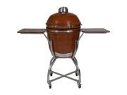 Hanover HAN191KMDCS RT 19 In. Kamado Style Ceramic Grill with Cart and Shelves Rusted