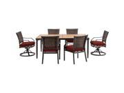 Hanover MERCDN7PCSW RED Outdoor Mercer 7 Piece Dining Set in Crimson Red