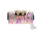 [Queenwoods] Lady s Evening Bag fantasy color gold frame bowknot lock