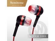 Semitone ROGUE1001 Red Fabric Wire HQ Earphone in Ear Headphones Earbuds HEADSET Black
