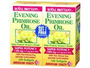 Evening Primrose Oil 1300mg Royal Brittany Twin Pack American Health Products 120 120 Softgel