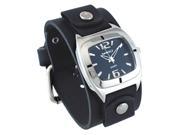 Nemesis GB090K Unisex Retro Collection Black Dial Wide Leather Cuff Band Watch