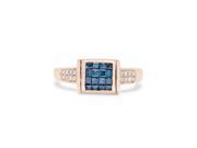Effy Jewelry Effy Diversa 14K Rose Gold Blue and White Diamond Ring 0.98 TCW Size 7