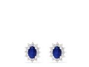 Effy Jewlery Effy Royalty 14K White Gold Blue Sapphire and Diamond Earrings 2.37 TCW