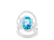 Effy Jewelry Effy 14K White Gold Blue Topaz and Diamond Ring 5.54 TCW Size 7