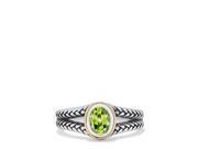 Effy Jewelry Effy 925 Sterling Silver 18K Yellow Gold Accented Peridot Ring 1.05 TCW Size 7