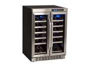 EdgeStar 36 Bottle Built In Dual Zone French Door Wine Cooler Black Stainless Steel