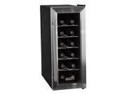 Koldfront 12 Bottle Stainless Steel Slim Fit Thermoelectric Wine Cooler Black Stainless Steel