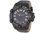Invicta 1729 Men s Arsenal Reserve Black MOP Dial Black Leather Watch