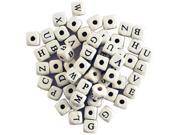 Wood Alphabet Beads 10mm 60 Pkg White