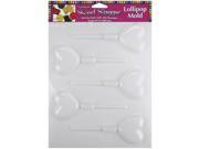 Sweet Shoppe Candy Molds Heart Lollipop 5 Cavity