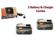 Ridgid 2 Pack 18V Li Ion 3.0 AH Batteries R840084 1 18V Charger R840093 Combo Kit 130383031 2BC 140154001