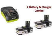 Ryobi 2 Pack P103 18 Volt Pod Style Li Ion Batteries 1 P131 Vehicle Charger 130429008 2BC 140126001
