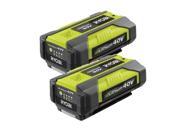 Ryobi RY40200 Trimmer 2 Pack Replacement 40V Slim Battery 130186006 2PK