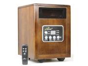 iLIVING 1500W Infrared Wooden Cabinet Portable Space Heater with Dual Heating System Dark Walnut