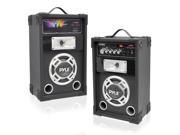 Pyle PSUFM625 Dual 600 Watt Disco Jam Powered Two Way PA Speaker System w USB SD Readers FM Radio 3.5mm AUX Input for iPod MP3 Players