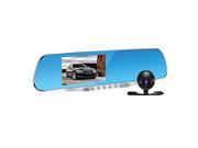 PYLE PLCMDVR46 - FHD 1080p DVR Dash Cam Kit - Dual Camera Rearview Mirror Video Recording System with Waterproof Backup Cam, 4.3’’ -inch Display