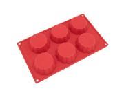 Freshware SL 114RD 6 Cavity Wide Brioche Silicone Mold for Homemade Tart Bundt Cake Cheesecake Pudding Jello and More