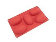 Freshware SL 115RD 5 Cavity Egg Shape Silicone Mold for Soap Cake Bread Cupcake Cheesecake Cornbread Muffin Brownie and More