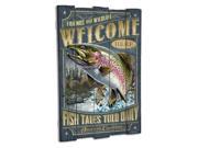 American Expedition Rainbow Trout Wooden Cabin Sign WCBN 112
