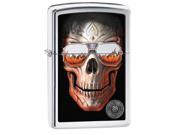 Zippo Anne Stokes Skull Glasses High Polish Chrome Windproof Pocket Lighter 29108