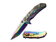 Master Collection 3.75 Laser Etch Rainbow Blade 4.75 Close MC A035RB