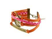 eForCity Fashion Multistring Bracelet with Charms Orange White Bronze Idiom Plate