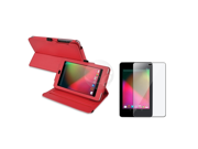 eForCity Red Stand Swivel Rotating Leather Case with Reusable Screen Protector Compatible With Google Nexus 7 2012 version