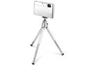 Mini Retractable Tripod with Ball Head and Foldable Legs Silver