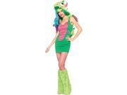 Leg Avenue 2 Piece Magic Dragon Dress with Hood and Spiked Tail and Velcro Wings Green Hot Pink X Small
