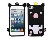 Apple iPod Touch 5th Gen 6th Gen Case eForCity 3D Pig Rubber Silicone Soft Skin Gel Case Cover Compatible With Apple iPod Touch 5th Gen 6th Gen Black White